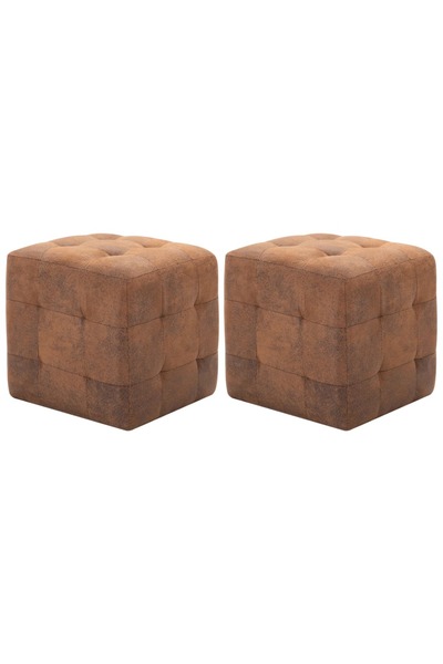 vidaxl Noptiere, 2 buc., maro, 30x30x30, piele întoarsă ecologică