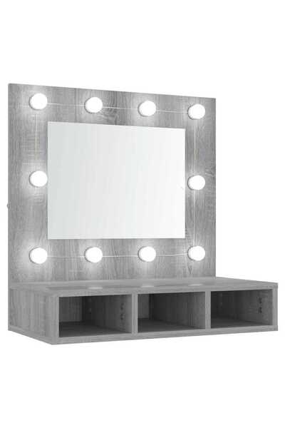 vidaxl Mirror cabinet with LED, sonoma grey, 60x31.5x62 cm