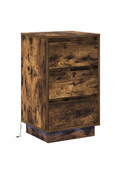 vidaxl Dulap de noapte Stejar fumuriu 39 x 34,5 x 65 cm Lemn compozit