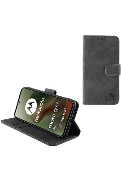 Lime&co Lime Book Συνθετικό Δέρμα / Σιλικόνη Γκρι (Motorola Moto G56 5G)