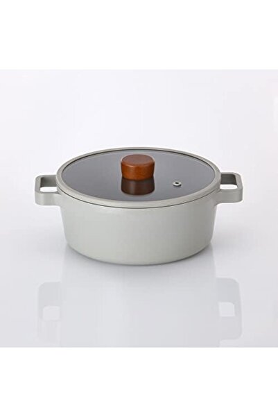 Yıldızan Nzr Beautestore Fika Aluminum Gray Cast Iron Pot with Glass Lid 18 c...