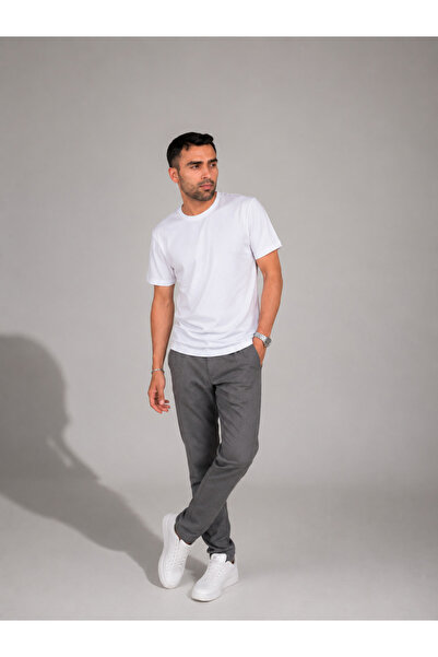 ENB1R MODA Μπλουζάκι Unisex Λευκό με λαιμόκοψη Crew Basic Oversize