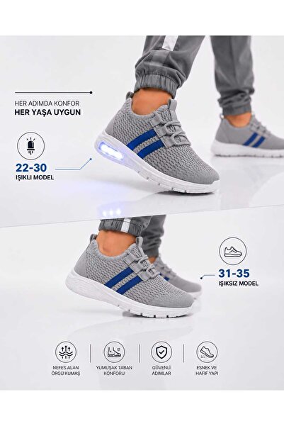 Slipcat Unisex Çocuk Işıklı Spor Ayakkabı Rahat Günlük Sneaker
