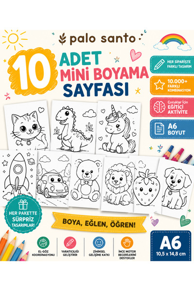 Palo Santo 10’lu Mini Boyama Sayfası Seti A6 | Çocuk Boyama Kağıdı | Eğitici ...
