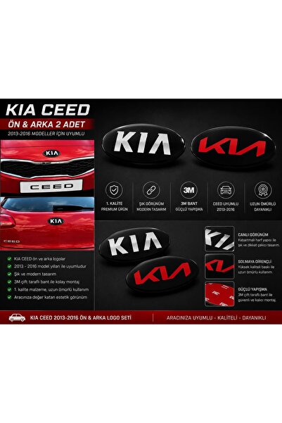 FD Damla Etiket Kia Ceed 2012-2016 Ön Arka Yeni Logo Amblem Kırmızı