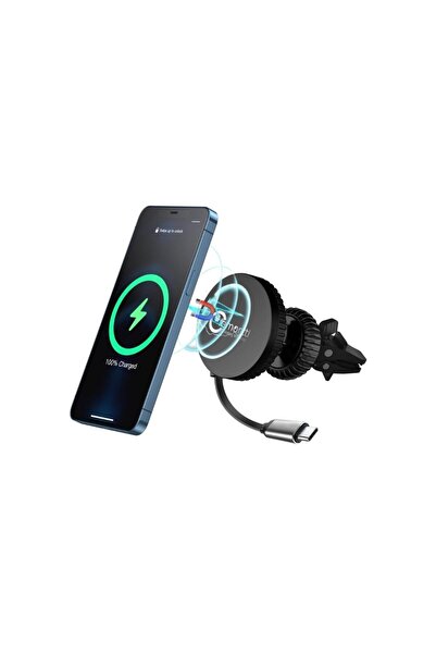 lemontti Suport auto magnetic MagSafe cu încărcare wireless și cablu retracta...