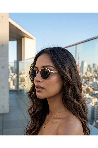 KaryaEyewear Vintage Minimal Gold Yuvarlak Güneş Gözlüğü - Yeşil Lens & UV400...