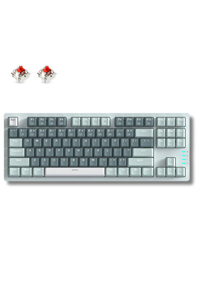 Velixo Tastatură mecanică de gaming cu 87 de taste, switch-uri roșii, 8 modur...