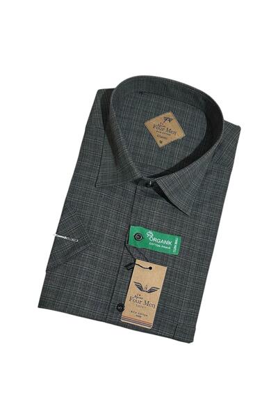 GÖMLEK GALERİSİ Men's Classic Wide Cut Linen Cotton Short Sleeve Shirt