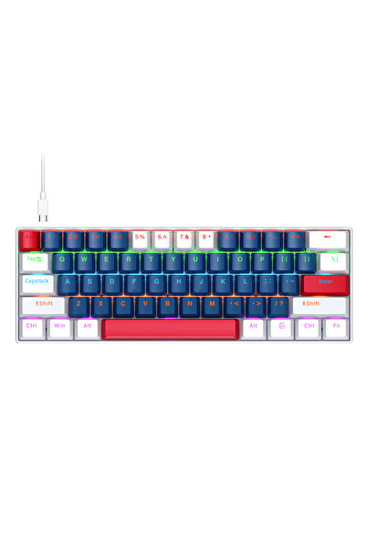 T-WOLF T60 RGB LED 61 Tuşlu Mekanik Gaming Klavye Type-C Kablolu Hot Swap İng...
