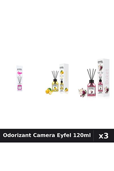 Eyfel Set 3 Odorizante Camera cu Betisoare 120ml - Bubble Gum, Lamaie, Bouquet
