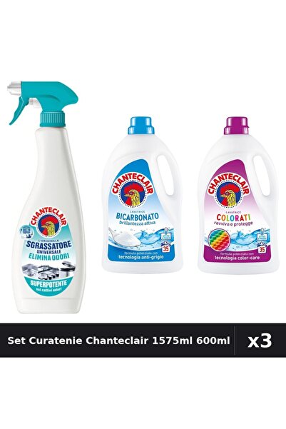 Chanteclair Set 3 Detergent și Degresant 1575ml 600ml - Anti-Miros, Bicarbona...