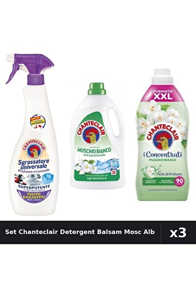 Chanteclair Set 3 Detergent și Balsam 1575ml + 1800ml Mosc Alb - Curatenie Rufe