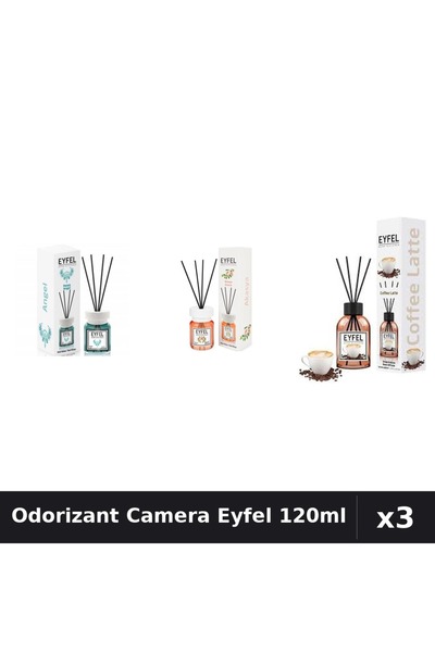 Eyfel Set 3 Odorizante Camera cu Betisoare - Angel, Acacia, Cafea 120ml