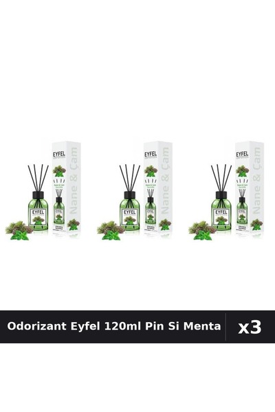 Eyfel Set 3 Odorizante Camera cu Betisoare Pin Si Menta 120ml - Parfum Intens