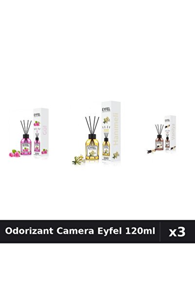 Eyfel Set 3 Odorizante Camera cu Betisoare - Trandafir, Mana Maicii Domnului,...