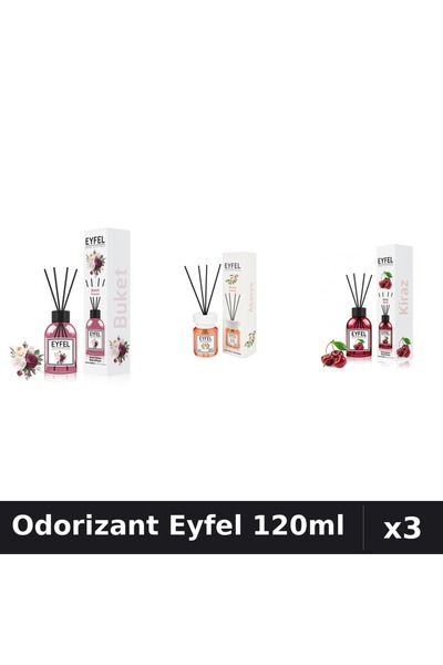 Eyfel Set 3 Odorizante Camera cu Betisoare - Bouquet, Acacia, Cirese 120ml