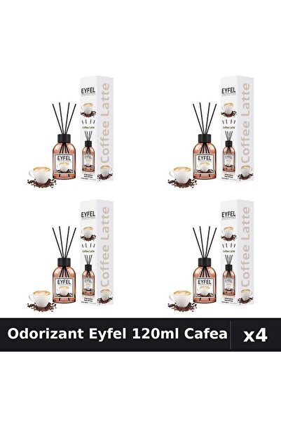 Eyfel Set 4 Odorizant Camera cu Betisoare - Aroma Cafea, Parfum Intens 120ml