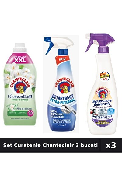 Chanteclair Set 3 Curatenie - Balsam 1800ml, Detartrant 625ml, Degresant 600ml