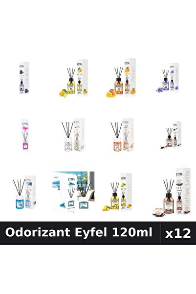 Eyfel Set 12 Odorizante Camera cu Betisoare - 12 Arome Asortate, 120ml