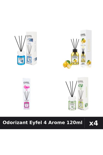 Eyfel Set 4 Odorizante Camera cu Betisoare 120ml - Cool Water, Lamaie, Bubble...