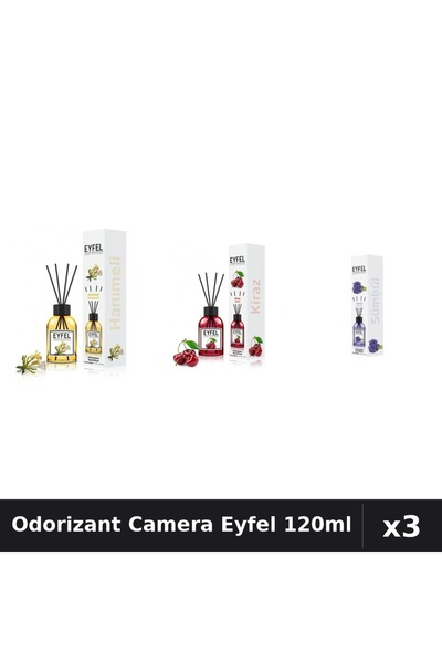 Eyfel Set 3 Odorizant Camera cu Betisoare - Cireşe, Mâna Maicii, Zambile 120ml