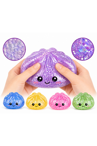SHOP LIKE A PRO Squishy Dumpling cu Bile si Sclipici, Jucarie Antistres Kawai...