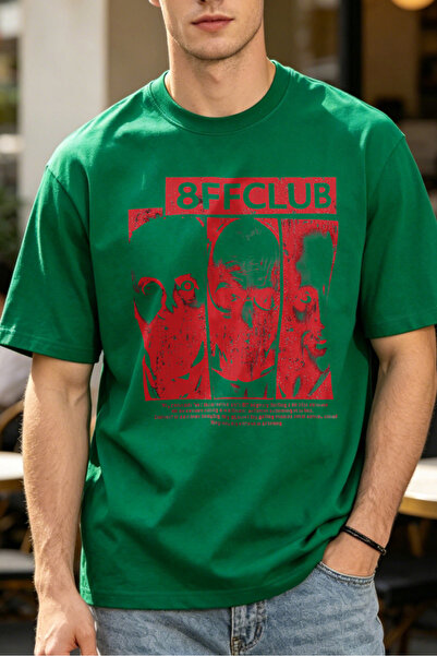 Fleck تي شيرتات كاجوال للرجال 8FFCLUB بطباعة جرافيك حمراء مع ثلاثة أوجه، تي ش...