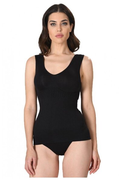 Miss Fit Women's waist-shaping tank top with Wide-Strap, soft material, black...
