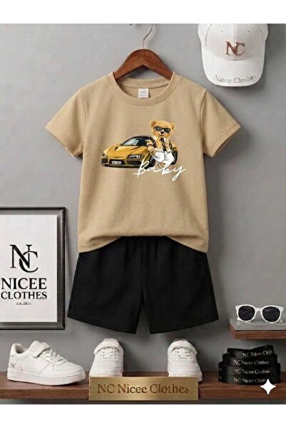 NC Nicee Clothes LETNJA DEČJA MAJICA I KRATKE HLAČE UNISEKS (ŽUTI TAKSI MEDVE...