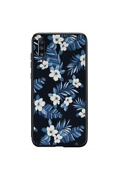 Other Samsung A70 flower blue laves Black Glossy Θήκη