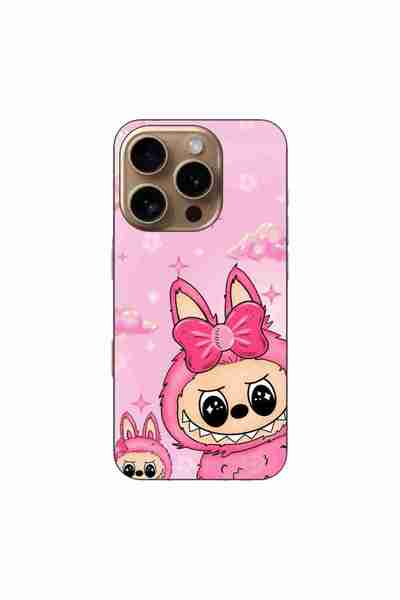 OEM Husa compatibila cu Apple iPhone 16 Pro Silicon Gel Tpu Model Labubu Pink...