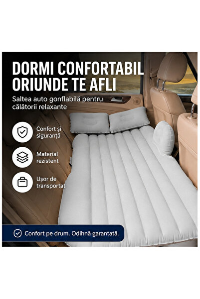 OEM Saltea Auto gonflabila, 2 perne incluse si pompa, albastra