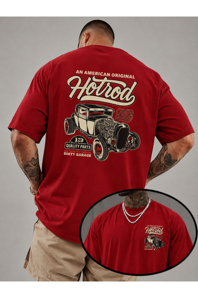 ship master Ανδρικό μπλουζάκι Oversize Classic Hot Rod Car με στάμπα, 100% βα...