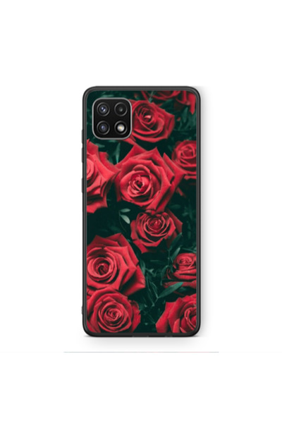 Other Samsung A22 5G Red Roses Black Glossy Θήκη