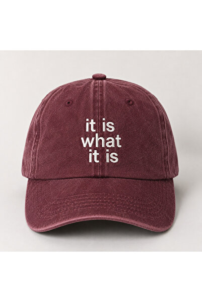 WeavedCo It Is What It Is" Minimal Embroidery Vintage Washed Baseball Cap