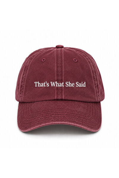 WeavedCo "That's What She Said" Yazılı Eskitme Yıkamalı Kep Şapka