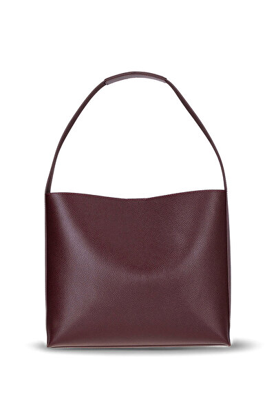 BloominBag Siena Minimal Tote Oxblood Burgundy Bordo Deri Geniş Askılı Kadın ...