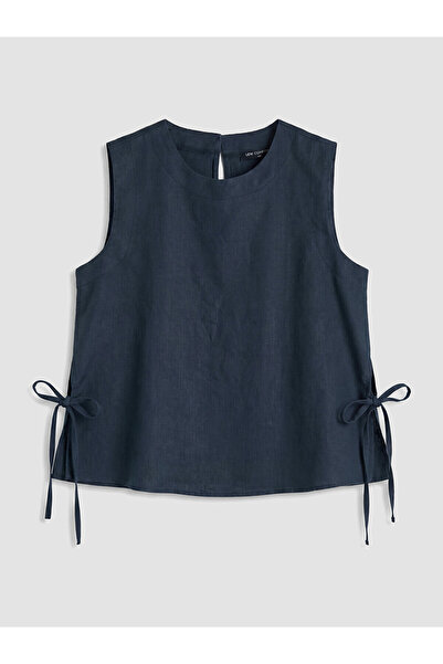 LC Waikiki Nevavm 100% Linen Blouse with Detailed Binding at the Hem