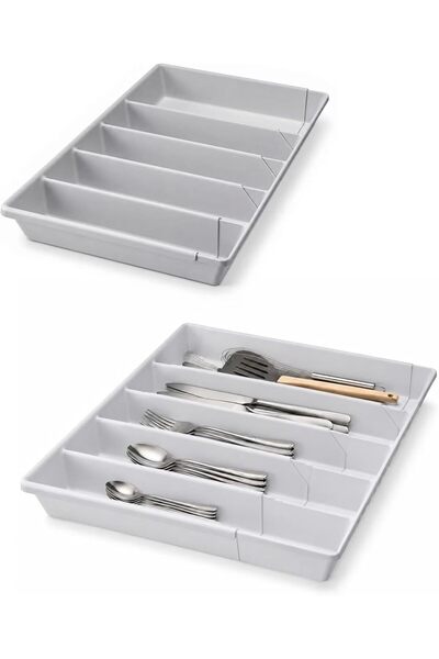 TOSHIONICS Expandable Cutlery Drawer Organizer 30-52cm, Adjustable Plastic Ut...