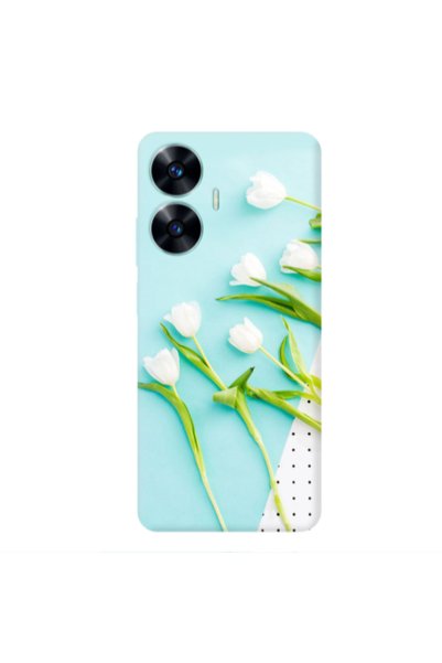 Other Realme C55 White Tulips Transparent Silicone TPU Θήκη