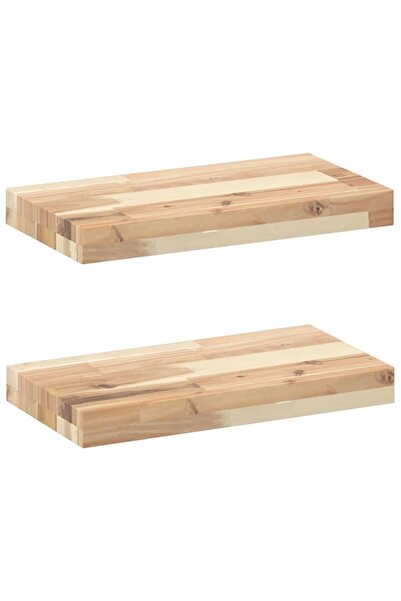 vidaxl Rafturi plutitoare 2 buc. 40x20x4 cm lemn masiv acacia netratat