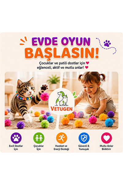 VETUGEN Colorful Plush Balls and Ball Launcher Set