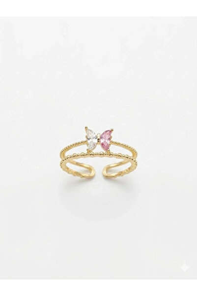 Marsilyan Nvdn- Ieg - Double Ring Design Butterfly Detailed Stone Ring Iegrs-...