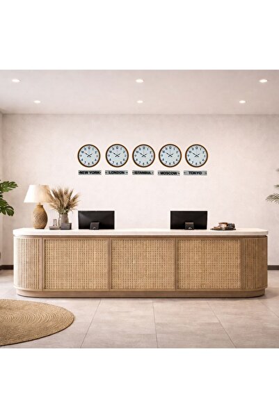 ForWhat 5Pcs 36cm World Time Clocks with Orange Luminous Style Sign for Offic...