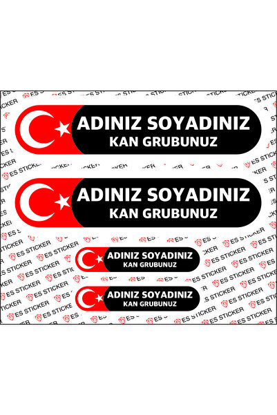 es sticker Kan Grubu Kask Set Sticker Kişiye Özel Etiket Motor Bisiklet Araba