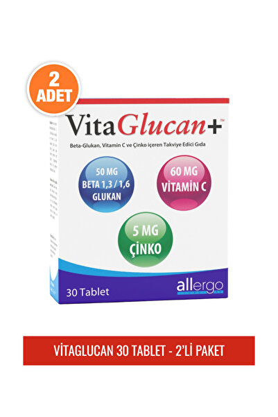 Allergo Vitaglucan 30 Tablets |   Beta Glucan, Vitamin C and Zinc - Dual Pack