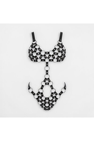 VELVIA Bodi Lingerie with Leather Details and Metal Core