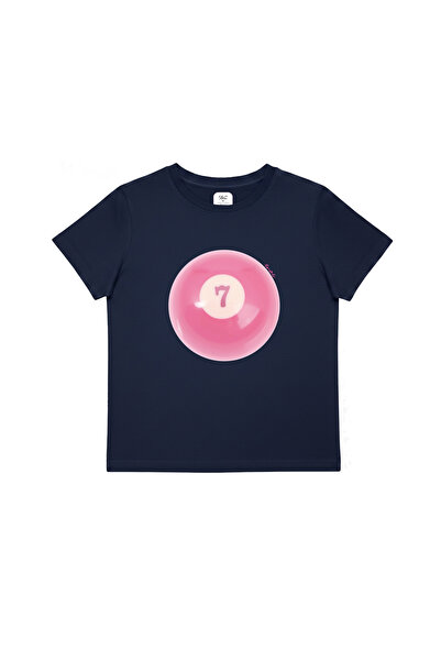 WHITE OF CREATIVE Kadın 7 Numaralı Bilardo Topu Baskılı Baby Tee