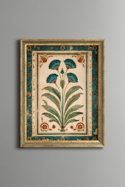 epiqart Turquoise Floral Pattern - Vintage Patterned Frame - Slim Model